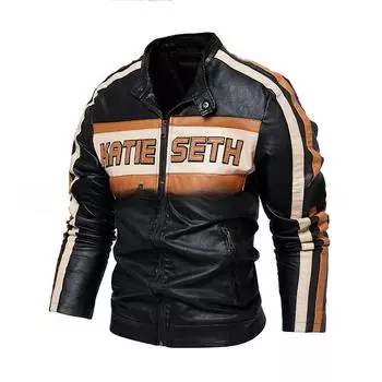 Новая мужская куртка, модная куртка с буквами, бархатная кожаная куртка больших размеров для мужчин L