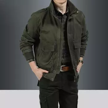 Новая мужская куртка, новая повседневная, стираная, новая повседневная куртка, воротник-стойка, короткое пальто M