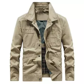 Новая мужская куртка, осенняя, свободная, молодежная, повседневная, с лацканами, многокарманная, рабочая куртка M