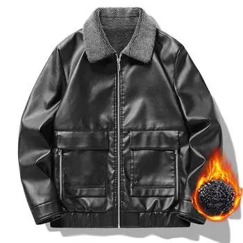 Новая мужская куртка, повседневная кожаная куртка, мужская мотоциклетная куртка, приталенная мужская куртка из искусственной кожи с отворотом в корейском стиле M