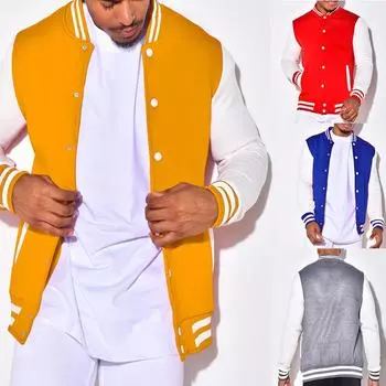 Новая мужская куртка, повседневная модная брендовая ретро-пальто, бейсбольная форма, молодежная повседневная куртка, свободная куртка сверху M чёрный