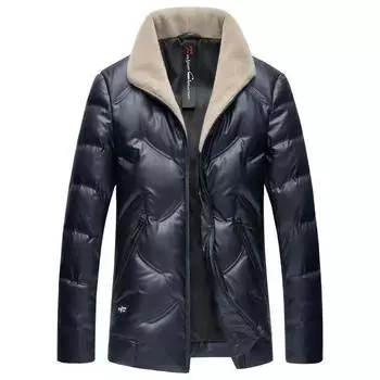 Новая мужская куртка-пуховик осень-зима с коротким шерстяным воротником, мужская теплая куртка-пуховик M чёрный