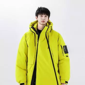 Новая мужская куртка-пуховик средней длины, зимняя модная молодежная зимняя одежда, утолщенная теплая ветрозащитная куртка, модная M