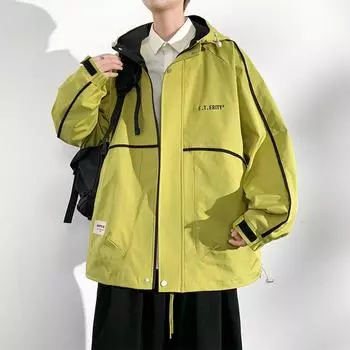 Новая мужская куртка с капюшоном большого размера, красивый свободный повседневный топ, модная мужская одежда на весну и осень. M