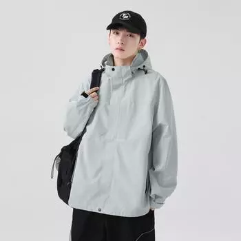 Новая мужская куртка с капюшоном для отдыха на весну и осень в японском стиле, ветрозащитная, свободная, простая рабочая куртка M