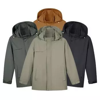 Новая мужская куртка с капюшоном на осень и зиму, теплая, средней длины, красивая, свободная, ветровка для папы M
