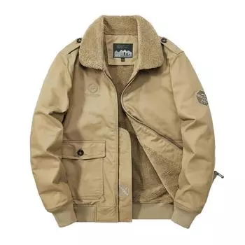 Новая мужская куртка с начесом на весну и осень-зиму, флисовая толстая куртка с начесом, повседневная универсальная красивая куртка, куртка с начесом M хаки