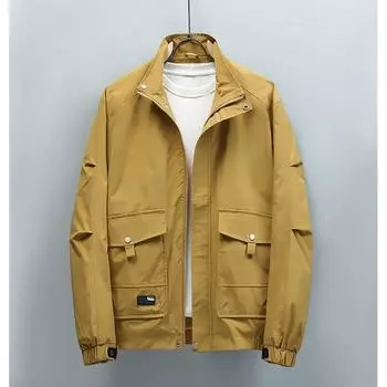 Новая мужская куртка с воротником-стойкой и несколькими карманами, уличный водонепроницаемый Тренч на молнии, повседневная куртка, большие размеры 8XL