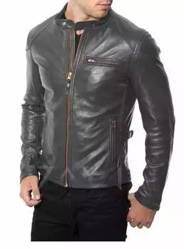 Новая мужская куртка серого цвета, настоящая стильная, из натуральной овчины, ручная работа, мягкая овчина S серый