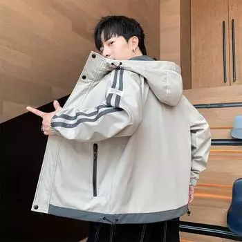 Новая мужская куртка весна-осень корейский стиль модная красивая универсальная повседневная мужская куртка с капюшоном M