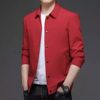 Новая мужская куртка весна-осень с тонкими лацканами, мужская повседневная куртка в корейском стиле для молодежи и среднего возраста, красное пальто, модное 165