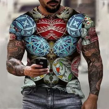 Новая мужская летняя пасхальная футболка с 3D-принтом в виде яиц, модная, веселая, уличная, свободная, большого размера, с круглым воротником, с коротким рукавом S