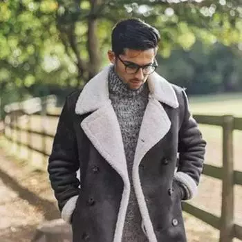 Новая мужская меховая цельная куртка осень-зима для мужчин M