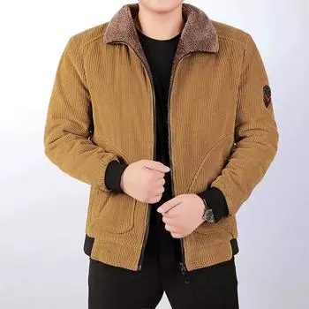 Новая мужская мода повседневная куртка большого размера с лацканами из толстого вельвета и хлопка, молодежная куртка, короткий стиль M