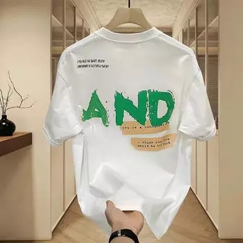 Новая мужская модаTT-рубашка с буквенным принтом, хлопковая рубашка с круглым вырезом и коротким рукавомTT-рубашка2024Летний топ S чёрный