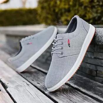 Новая мужская модная парусиновая обувь, трендовая корейская повседневная обувь, мужская обувь 44 серый