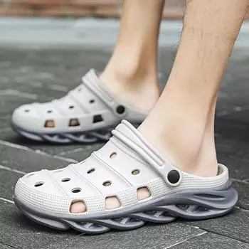 Новая мужская модная тенденция: цветные туфли с отверстиями, пляжные тапочки 40 армия зеленый