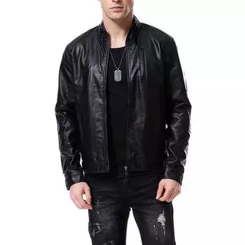Новая мужская моющаяся куртка из искусственной кожи большого размера в британском стиле D137 2XL чёрный