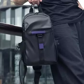 Новая мужская нагрудная сумка, повседневная, однотонная, на одно плечо, диагональная крестообразная, модная, высококачественная нагрудная сумка 18x10x31cm чёрный