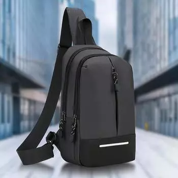 Новая мужская нагрудная сумка, сумка через плечо на одно плечо, с высококачественным ощущением, для активного отдыха, молодежный и модный стиль, студенческая повседневная и индивидуальная корейская версия 18X8X31CM чёрный