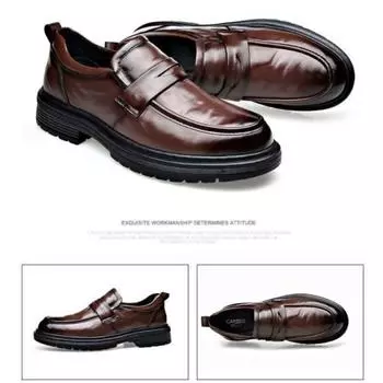 Новая мужская обувь из натуральной кожи, мужская деловая дышащая кожаная обувь в британском стиле из натуральной кожи 38 чёрный