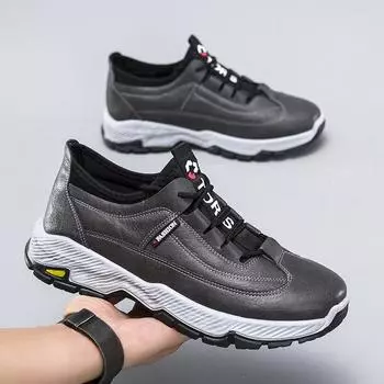 Новая мужская обувь, кожаная повседневная обувь на платформе, мужские кроссовки с низким берцем на шнуровке, мужская обувь для спорта и отдыха Tide 39