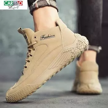 Новая мужская обувь с высоким берцем, износостойкая, на толстой подошве, водонепроницаемая, повседневная, уличная, универсальная обувь для папы 39 хаки