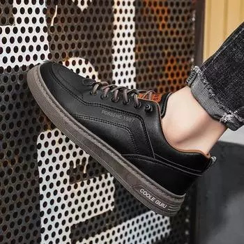 Новая мужская обувь, удобная мужская повседневная обувь на плоской подошве, уличные мужские кроссовки, модные модные модельные туфли с одной педалью, мужские 39 чёрный