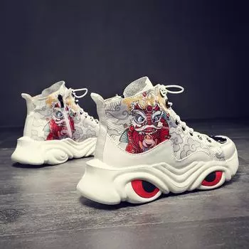 Новая мужская обувь в китайском стиле, дышащая мужская обувь, высокие мужские туфли, универсальная обувь, модная брендовая мужская повседневная спортивная модная обувь 38 белый