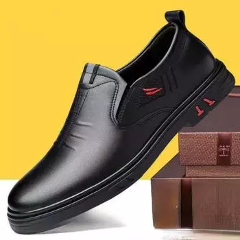 Новая мужская обувь весной, мягкий верх и мягкая подошва, деловая повседневная кожаная обувь, удобная и универсальная кожаная обувь, мужские 38 чёрный