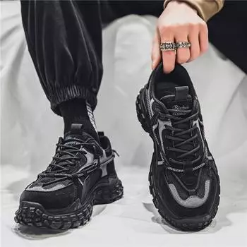 Новая мужская обувь весны и осени 2025 года — спортивная, прочная, с толстой подошвой, универсальная для работы и модная обувь для пап 39 чёрный