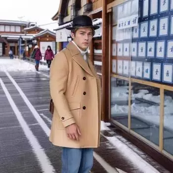 Новая мужская одежда Британское мужское шерстяное пальто средней длины с длинными рукавами Осенне-зимнее шерстяное пальто XS
