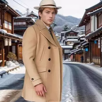 Новая мужская одежда Британское мужское твидовое пальто со средними и длинными рукавами Осенне-зимнее твидовое пальто S армия зеленый