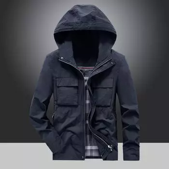 Новая мужская осенне-зимняя куртка, мужская молодежная повседневная свободная куртка для спорта на открытом воздухе, водонепроницаемая куртка с капюшоном L