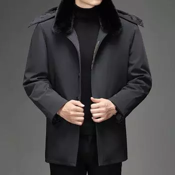 Новая мужская осенне-зимняя куртка-пуховик из однотонного бархата с утолщением для людей среднего и пожилого возраста, теплая куртка, повседневная и универсальная, тренд для активного отдыха M