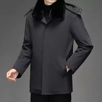 Новая мужская осенне-зимняя куртка-пуховик из однотонного бархата с утолщением для людей среднего и пожилого возраста, теплая куртка, повседневная и универсальная, тренд для активного отдыха M