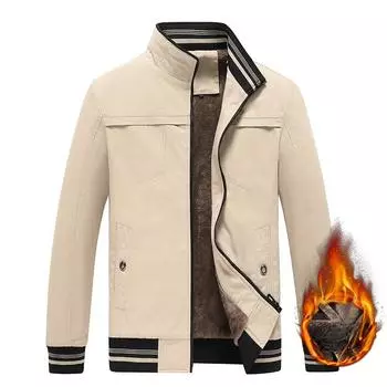 Новая мужская осенне-зимняя ветрозащитная и теплая куртка из утолщенного бархата с воротником-стойкой из чистого хлопка M