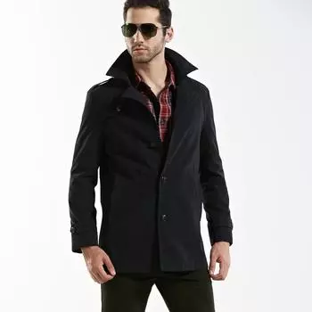 Новая мужская осенняя новая деловая повседневная однобортная мужская ветровка средней длины с лацканами M