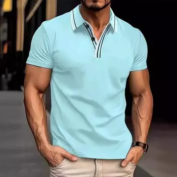 Новая мужская полосатая повседневная рубашка-поло с воротником и v-образным вырезом на пуговицах, деловая универсальная футболка, топы S розовый