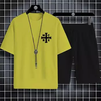 Новая мужская повседневная футболка с коротким рукавом и круглым вырезом в спортивном стиле, удобный дышащий быстросохнущий комплект с 2d английскими буквами XXL