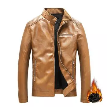 Новая мужская повседневная кожаная куртка осень-зима Мужская куртка-локомотив Куртка Кожаная куртка L