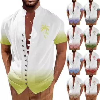 Новая мужская повседневная свободная рубашка в стиле ретро с короткими рукавами и принтом L имбирный