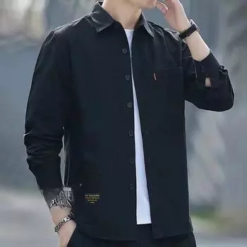 Новая мужская рабочая рубашка с длинными рукавами, мужская рубашка с семиминутным рукавом, свободная повседневная блузка L серый