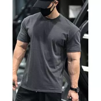 Новая мужская рубашка поло из чистого хлопка с приспущенными плечами, высококачественная, свободная посадка для фитнеса, универсальная для ежедневных упражнений, повседневная, с короткими рукавами M чёрный