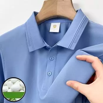 Новая мужская рубашка-поло, летняя мужская футболка с короткими рукавами, деловая повседневная рубашка с лацканами и топ с короткими рукавами из тутового шелка для мужской одежды M
