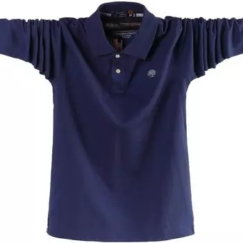 Новая мужская рубашка поло с длинным рукавом, деловая повседневная хлопковая мужская футболка плюс размер 6XL M чёрный