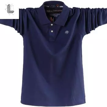 Новая мужская рубашка поло с длинным рукавом, деловая повседневная хлопковая мужская футболка плюс размер 6XL M чёрный