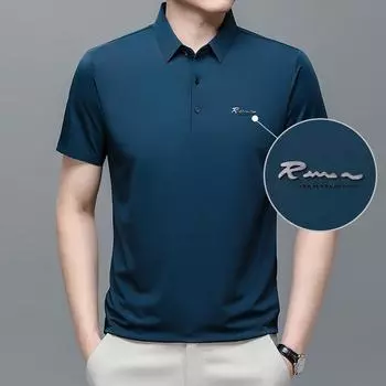Новая мужская рубашка поло с короткими рукавами, мужская рубашка с лацканами, простая деловая, для молодежи и среднего возраста, свободная, большого размера, цельный M