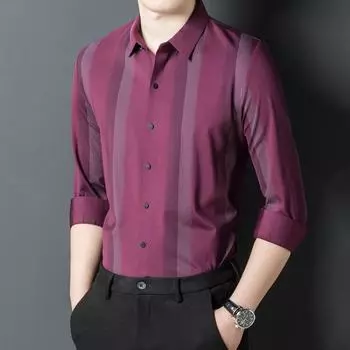 Новая мужская рубашка с длинными рукавами, высококачественная мужская рубашка с вертикальными полосками на осень M