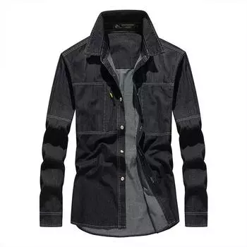 Новая мужская рубашка свободного покроя из денима на весну и осень, повседневная рубашка в стиле ретро для молодежи и среднего возраста, мужская рубашка в дюймовом стиле M